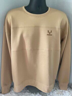 NWT MESSI COLLECTION Mens Crew Neck Long Sleeve Sweatshirt in Cornstalk Beige